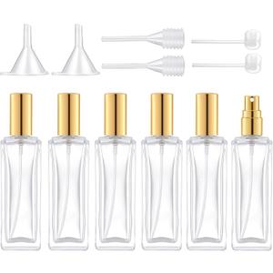 30 ml Glass Spray Bottle, 1 oz Perfume Bottles Empty, Glass Atomizer, Small Travel Atomizer Bottle Refillable (6 PCS, Gold)