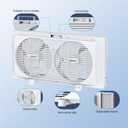 Shinic 9" Dual Window Fan with Manual Reversible Airflow, 2-Speeds Twin Fans, Expandable Panels (22"-33"), Built-in Handle & Removable Feet, Ideal for Home, Kitchen, Bedroom, Office Ventilation