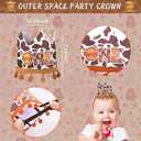3 Pcs Highland Cow Birthday Decorations, High Chair Banner Hat Cake Topper, One Banner, First Rodeo Birthday Party Supplies