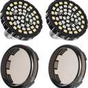 PBYMT Upgrade 2" Motorcycle Front Turn Signals with Smoked Lens Covers 1157 LED Running Lights Fit for Harley Davidson Touring Dyna Softail Sportster Street Glide Road Glide Iron 883