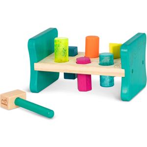 B. toys  Wooden Shape Sorter  Pounding Bench For Shape Sorting  6 Pegs & Toy Hammer  Classic Toys For Toddlers, Kids  2 Years +  Colorful Pound & Play