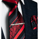 JEMYGINS Mens Floral Necktie and Pocket Square Tie Clip Sets for Men