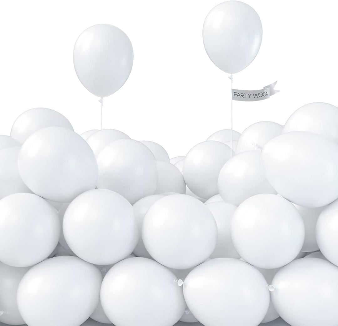 PartyWoo White Balloons, 50 pcs 5 Inch Matte for Garland or Arch - Party, Wedding, Neutral Baby Shower Decorations, White-Y13