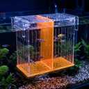 Large Acrylic Breeder Box for Aquarium & Fish Tank, Isolation Breeding Box with Extendable Handle Net - Acclimation Hatchery for Baby Fish, Shrimp, Betta, Guppy (9.45x5.71x8.27 in, Orange)