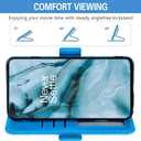 Asuwish Compatible with OnePlus Nord Wallet Case Tempered Glass Screen Protector Credit Card Holder Flip Wrist Strap Stand Cell Phone Cover for One Plus On 1 Plus 1plus One+ 1+ 1+Nord Men Blue