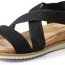 DREAM PAIRS Women's Comfortable Low Wedge Sandals, Open Toe Slip On Strappy Flat Sandals Light-weight Summer Shoes Size 9