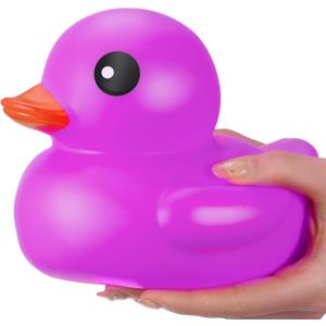 Honoson 6.89 Inch Giant Rubber Duck Big Rubber Duck Large Duckling Bath Toy with Squeaky Sound for Summer Baby Shower Birthday Party Favor Gift(Purple)