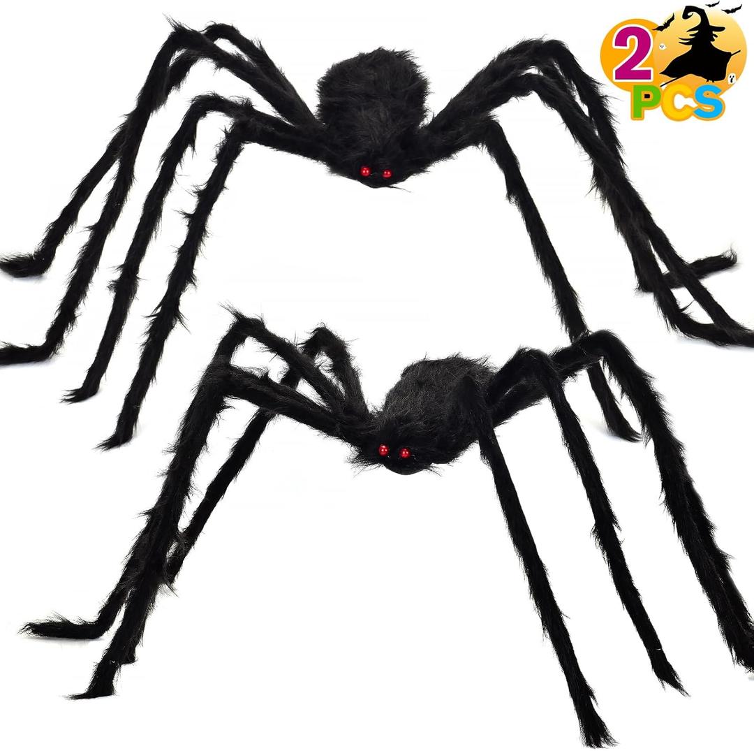 VKP Halloween Outdoor Decorations Hairy Black Spider, Scary Giant Spider Fake Large Spider Hairy Spider Props for Halloween Yard Decorations Party Decor (Black)