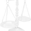Vintage Metal Libra Jewelry Towers Display Cosmetic Organizer Storage, Scale Centerpiece Stand, Antique Jewelry Storage, Farmhouse Candleholder Display  White, 12 W x 12 H (One Size)