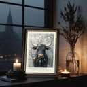 Framed Vintage Farmhouse Cattle Canvas Wall Art Powerful Bull Adorned With Spring Blooms Pictures Wall Decor OAK Wood cow Rustic Farm Animal Poster Print Artwork for Living Room Bedroom Bathroom