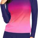 Daci Women Two Piece Rash Guard Long Sleeve Swimsuits UV UPF 50+ Swim Shirt Bathing Suit with Boyshort Bottom (M)