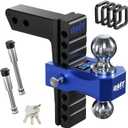 Orion Motor Tech Adjustable Trailer Hitch, Fits 2 in Receiver 8 in Drop & Rise Hitch, 12500 LBS GTW, Class 3, 4 Hitch, Heavy Duty Aluminum Drop Hitch for Truck with Three Anti-Theft Locking Hitch Pins