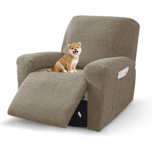 MAXIJIN Waterproof Recliner Covers for Large Recliner 3 Pieces Oversized Recliner Chair Covers, Washable Lazy Boy Reclining Slipcovers with Pockets for Pet, Kids (XL Recliner, Khaki New)