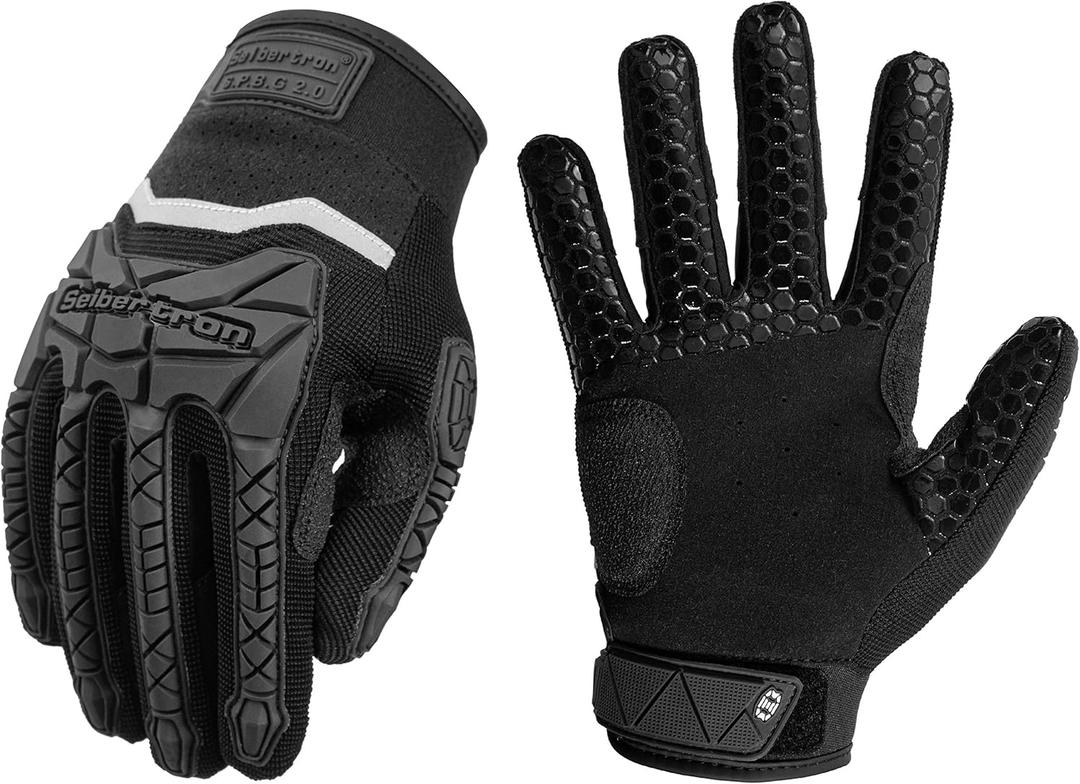 Seibertron B-A-R PRO 2.0 Signature Baseball + Softball + Teeball Batting Gloves Super Grip Finger Multiple 11 Sizes + L Adult 
