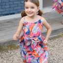 PATPAT Family Matching Outfits Mommy and Me Dresses Hawaiian Tropical Vacation Beach Spaghetti Strap Dress and Shirt 2T