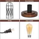 Touch Control Table Lamp, Industrial Bedside Lamp with 3 Way Dimmable, Small Nightstand Vintage Metal Cage Desk Lamps, Steampunk Table Lamps for Bedroom, Living Room, Kitchen (Bulb Included)