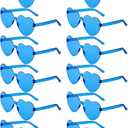 16 Pairs Heart Shaped Sunglasses Candy Color Rimless Fun Heart Glasses for Women Party Favors (Blue)