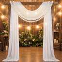 Tegeme Wedding Arch Draping Fabric for Backdrop 29" x20 ft Pearl Decor Photo Backdrop Curtain for Wedding Birthday Parties Baby Showers Bridal Showers Photo Shoots and Home Decorations Ivory White