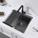 21 Drop In Black Kitchen Bar Sink, ZDHHT 21 x 18 x 10 Inches 16 Gauge T304 Black Stainless Steel Small Kitchen Sink Bar Prep Outdoor Sink Laundry Topmount RV Sink Island