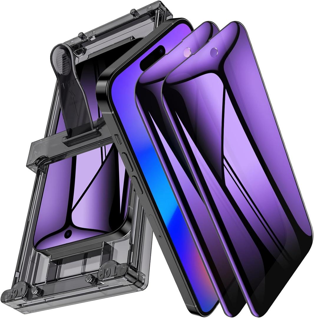 2 Pack for iPhone 16 Pro Max Privacy Screen Protector Film (NOT Glass), Anti Blue Light Flexible PET Film Screen Protector for iPhone 16 Pro Max with [Easy Installation Tray] - Purple