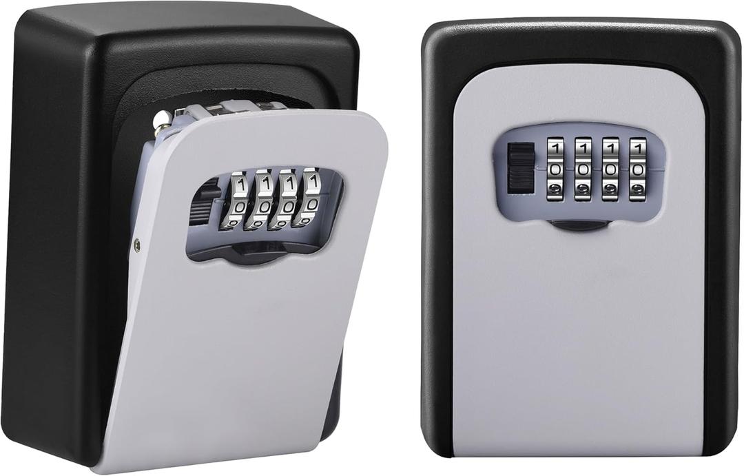 Key Lock Box for Outside - Sturdy and Durable Lock Box for House,5 Key Capacity Lockbox for Keys Outdoor,Waterproof Emergency Spare Lockbox with Resettable Code for Home,Garage,Airbnb, Gray