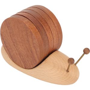 Drink Coasters Small Cup Coasters Set with Holder Snail, Wood Cup Coasters Drink Coaster Set for Coffee Table, Cute Coasters for Modern Home Decor 5.1 x 1.8 x 3.0in Wooden