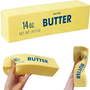 9.5 Inch Giant Butter Squishy Slow Rising, 14oz Big Butter Squishy Large Butter-Shaped Stick Stress Relief Squeeze Toy, Soft Sticky Food Squishies for Relaxation & Focus, Desk Gift