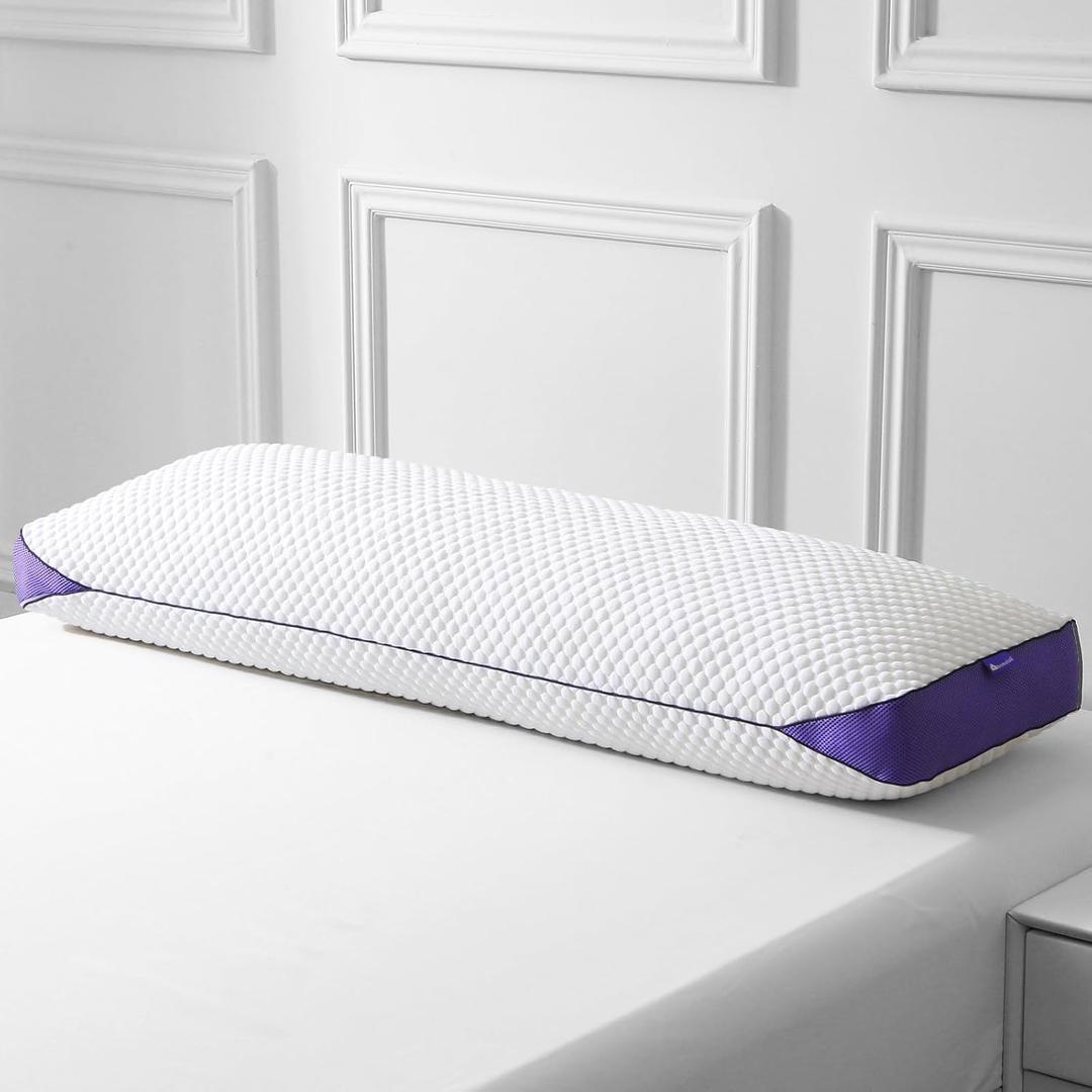 HOMELAB Adjustable Shredded Memory Foam Body Pillow, Cooling Long Pillow with Washable Cover, Full Support for Side Sleepers, Back, Hip & Leg Comfort, 1 Pack 20"x52" (White)