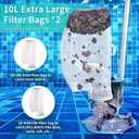 Cordless Pool Leaf Vacuum Cleaner with Dual Filter Bags for Above Ground & Inground Pools Heavy Duty Swimming Pool Vacuum, 24GPM Strong Suction for Easy Leaf & Debris Removal