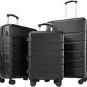 Sweetcrispy 3-Piece Luggage Sets, Hard Shell ABS Suitcases with Double Spinner Wheels, Lightweight Expandable Rolling Travel Luggage with TSA Lock (3-Piece Set (20/24/28), Black)