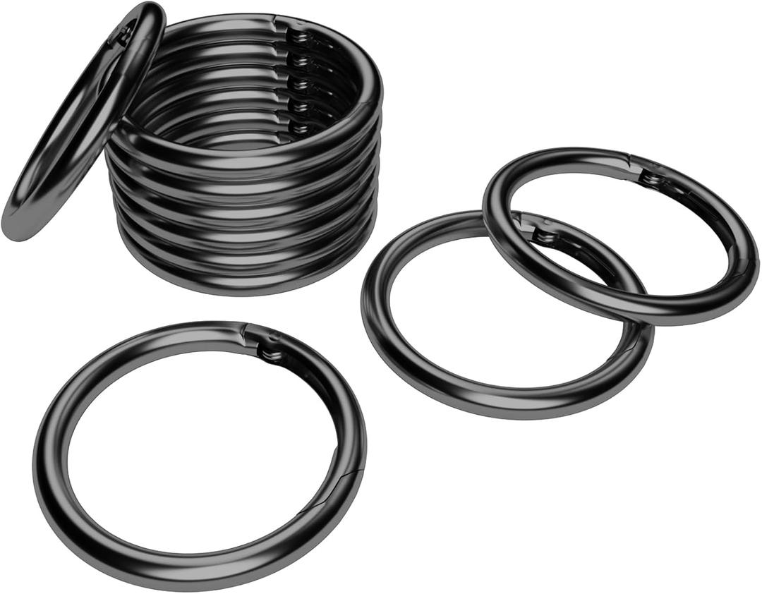 10 Pcs Metal Spring Round Carabiner Inner Diameter 1 Inch O Rings Clip Spring Ring for Keychains, Purse, Bag, Handbag (Gun Black)