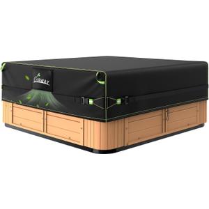 Uirway Square Hot Tub Cover 76 x 76 x 20 Inch [2025 Upgraded 600D Heavy Duty Fabric] Waterproof Outdoor SPA Covers for Hot Tub, New Super Windproof Straps, Hot Tub Winter Cover Protector with Anti-UV