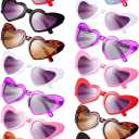 Weewooday 14 Pairs Heart Shaped Sunglasses for Kids Oversized Heart Retro Sunglasses for Girls Age 3-1