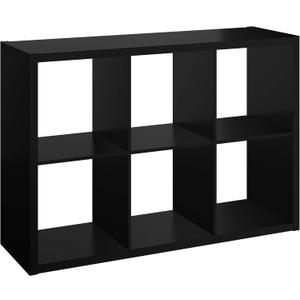 ClosetMaid 6 Cube Storage Shelf Organizer Bookshelf with Open Back, Vertical or Horizontal, Easy Assembly, Wood, Black Finish