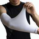 YISEVEN Sports Compression Arm Sleeves (Adult (one size fits most), 1 Pair - Ivory White)