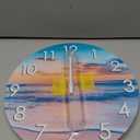 14 Inch Outdoor Clock, Waterproof Indoor/Outdoor Wall Clock with Beach Coastal Theme Large Glass Clock for Patio, Pool, Garden Decor -Blue