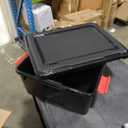 IRIS USA WeatherPro 31 Qt Storage Bins with Lids, 1 Pack, BPA-Free Plastic Gasket Box with Tight Latch and Seal, Stackable Nestable Tote Tub - Black/Red