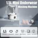Underwear Washing Machine, Upgrade 1.5L Mini Portable Washing Machine Rechargeable Underwear Washer Deep Cleans Small Clothes for Apartment, Dorm, RV, Travel & Hotel Use (White)