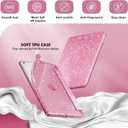 INFILAND for iPad 9th/8th/7th Generation Case 2021/2020/2019 10.2 inch, Glitter Slim Protective Cover with Clear Back, Pencil Holder for Kids Girls for iPad 7/8/9 Gen, Pink