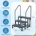 Rv Steps with Handrail 3 Step,Hot Tub Steps with Anti-Slip Mats,Heavy Duty Metal Mobile Home Stairs,Camper Steps for Travel Trailer,Portable Step Ladder for Spa,Pool and Porch