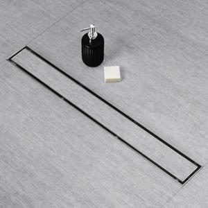 SaniteModar Linear Shower Drain, Shower Drain 32 inch 2 in 1 Tile Insert and Flat Cover, Brushed 304 Stainless Steel Linear Drain with Leveling feet and Hair Strainer