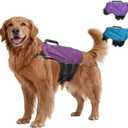 Slim Lightweight Dog Life Jacket, Neoprene Compact Dog Life Vest with High Buoyancy, Lift Handle & Double Safety Buckles, Waterproof Ergonomic Fit for Pool Boating Water Activities, Purple, Large