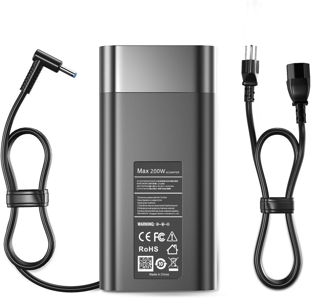 200W Laptop Charger Compatible with HP Victus 15 17 Omen Pavilion Gaming 15 17 ZBook Fury Create Studio 17 15 G9 G10 G8 G7 G6 G5 G4 Envy 15 15u 2020 TPN-DA10 L00818-850 Power Cord