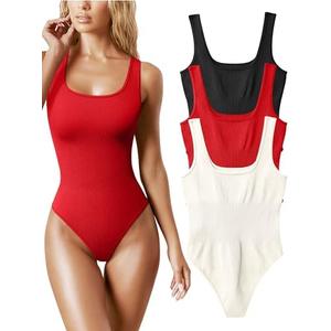 OQQ Women's 3 Piece Bodysuits Sexy Ribbed Sleeveless Square Neck Tank Tops Leotard 2025 Trendy Outfits, size S OQQ Women's 3 Piece Bodysuits Sexy Ribbed Sleeveless Square Neck Tank Tops Leotard 2025 Trendy Outfits, size S