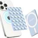AmBand Magnetic Suction Phone Grippy for MagSafe Case, Silicone Cup Sticky Mount for iPhone 12 13 14 15 16 17 Pro Max/Pro/Air/Plus, Hands-Free Selfie/Video for TikTok Creator/Influencer, Light Blue