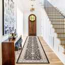 Washable Runner Rug 2x10 - Hallway Runner Rug Kitchen Rugs and Mats Non Skid Washable Waterproof Carpet Runner for Living Room Bedroom Bathroom (Black, 2X10)