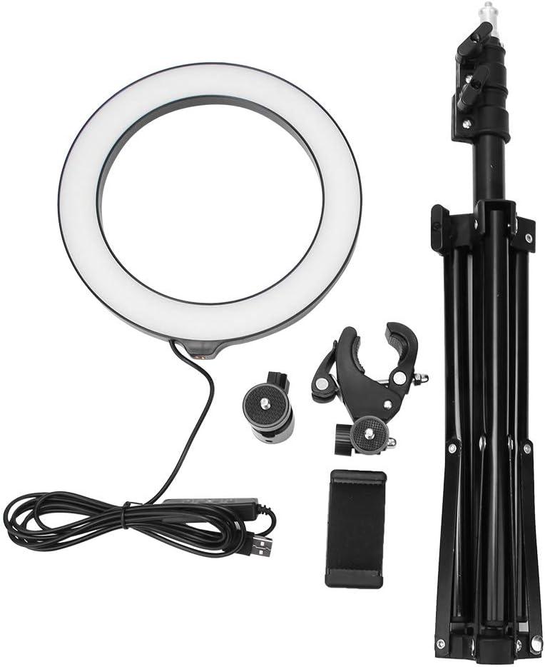 20cm Dimmable LED Selfie, USB Powered Photography with Phone Holder, Brightness 10 Gears 3 Color Temperatures, Includes 12m. Tripod for Live Streaming Video