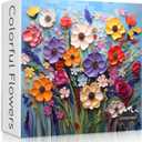 Colorful Flower Puzzles for Adults, Mosaic Plant Floral Puzzle Art, Spring Flower Garden Jigsaw Puzzles 1000 Pieces Painting