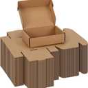 CRUGLA 6x4x1.5 Small Shipping Boxes, 100 Pack Brown Kraft Folding Mailer Boxes, 3-Ply Corrugated Cardboard Mini Box Mailers for Small Business Packaging