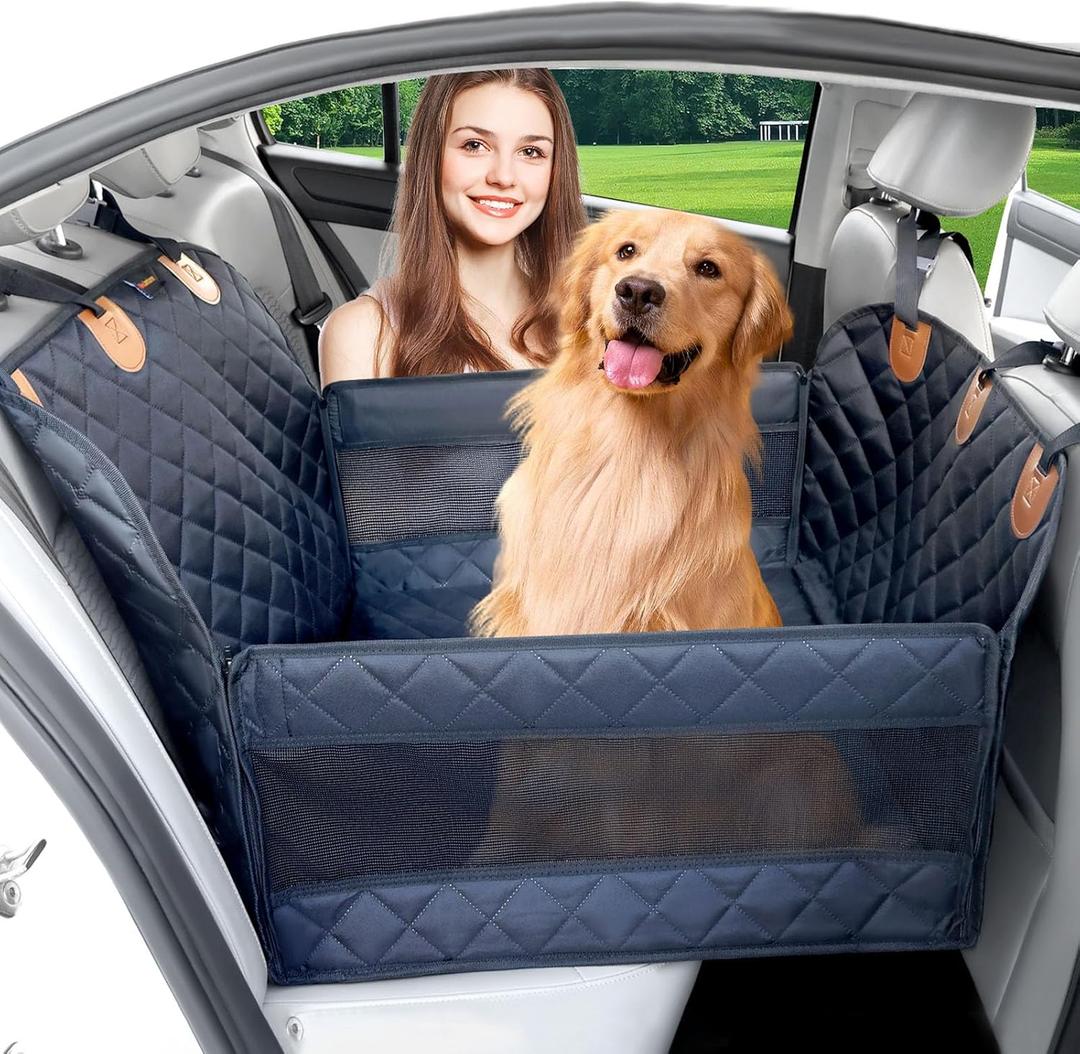Paw Jamboree Dog car seat Cover for Back seat Hard Bottom Half Dog car seat Cover Passenger Friendly Back seat Extender for Dogs, Black,  Size: 28.7x64.5 " Large Half Dog Car Seat Cover